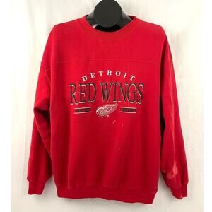VTG Detroit Red Wings Embroidered NHL Sweatshirt  LARGE‎ 1990's Lee Sport READ